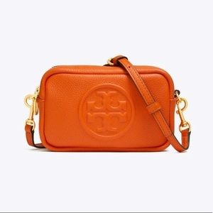Orange Authentic Tory Burch Perry Bomb Mini Leather Crossbody